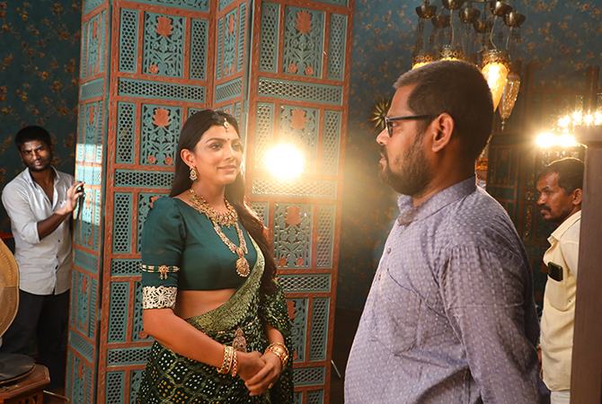 On set of a traditional-wear commercial