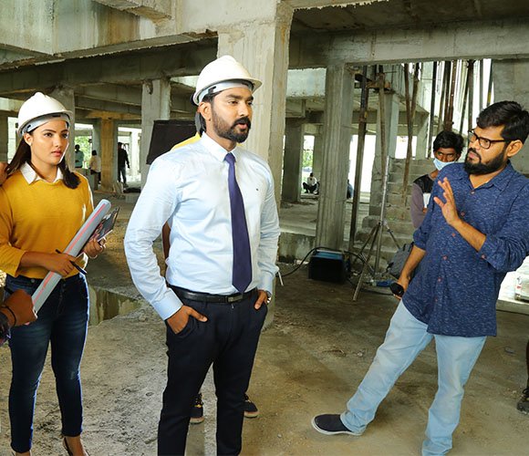 Corporate film shoot at a construction site
